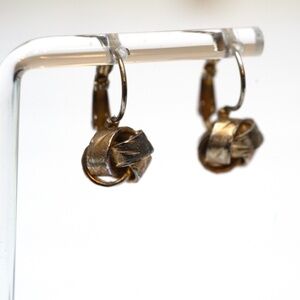 Vintage Gold Tone Leverback Knot Earrings 0.8" Drop